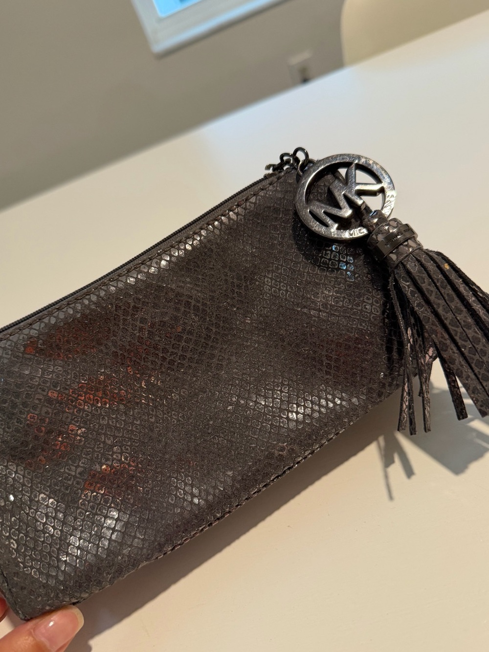 Michael Kors Black Metallic Tassel Cosmetic Bag